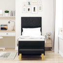 Box spring seng med pude med hovedgærde Sort 200 x 80 cm Stof - xlshop.dk