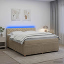 Boxmadras med topmadras Cremefarvet 160 x 200 cm Stof - xlshop.dk