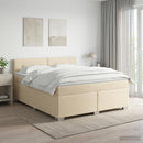 Boxmadras med topmadras Cremefarvet 160 x 200 cm Stof - xlshop.dk