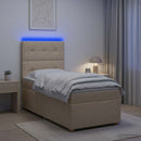 Boxmadras med topmadras Cremefarvet 80 x 200 cm Stof - xlshop.dk