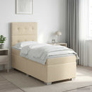 Boxmadras med topmadras Cremefarvet 80 x 200 cm Stof - xlshop.dk