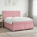 Boxmadras med topmadras Lyserød 140 x 200 cm Fløjl - xlshop.dk