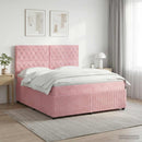 Boxmadras med topmadras Lyserød 140 x 200 cm Fløjl - xlshop.dk
