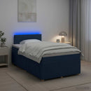 Boxmadras med topmadras med hovedgærde Blå 120 x 200 cm Stof - xlshop.dk