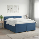 Boxmadras med topmadras med hovedgærde Blå 140 x 190 cm Stof - xlshop.dk