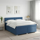 Boxmadras med topmadras med hovedgærde Blå 180 x 200 cm Stof - xlshop.dk