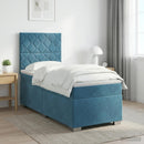 Boxmadras med topmadras med hovedgærde Blå 80 x 200 cm Fløjl - xlshop.dk