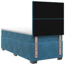 Boxmadras med topmadras med hovedgærde Blå 80 x 200 cm Fløjl - xlshop.dk