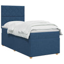 Boxmadras med topmadras med hovedgærde Blå 80 x 200 cm Stof - xlshop.dk