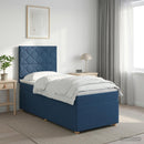 Boxmadras med topmadras med hovedgærde Blå 80 x 200 cm Stof - xlshop.dk