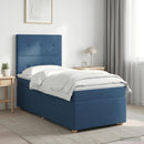 Boxmadras med topmadras med hovedgærde Blå 90 x 190 cm Stof - xlshop.dk