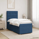 Boxmadras med topmadras med hovedgærde Blå 90 x 200 cm Stof - xlshop.dk
