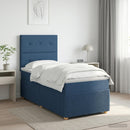 Boxmadras med topmadras med hovedgærde Blå 90 x 200 cm Stof - xlshop.dk
