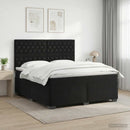 Boxmadras med topmadras med hovedgærde Sort 140 x 190 cm Fløjl - xlshop.dk