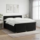 Boxmadras med topmadras med hovedgærde Sort 140 x 190 cm Fløjl - xlshop.dk