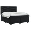 Boxmadras med topmadras med hovedgærde Sort 140 x 190 cm Fløjl - xlshop.dk