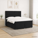 Boxmadras med topmadras med hovedgærde Sort 140 x 200 cm Fløjl - xlshop.dk