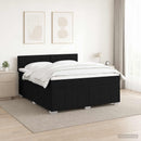 Boxmadras med topmadras med hovedgærde Sort 160 x 200 cm Stof - xlshop.dk