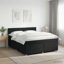 Boxmadras med topmadras med hovedgærde Sort 160 x 200 cm Stof - xlshop.dk