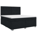 Boxmadras med topmadras med hovedgærde Sort 160 x 200 cm Stof - xlshop.dk