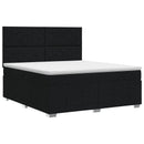 Boxmadras med topmadras med hovedgærde Sort 160 x 200 cm Stof - xlshop.dk