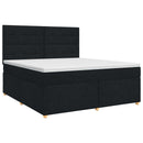 Boxmadras med topmadras med hovedgærde Sort 160 x 200 cm Stof - xlshop.dk