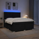 Boxmadras med topmadras med hovedgærde Sort 160 x 200 cm Stof - xlshop.dk
