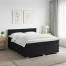 Boxmadras med topmadras med hovedgærde Sort 160 x 200 cm Stof - xlshop.dk