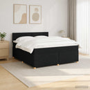 Boxmadras med topmadras med hovedgærde Sort 160 x 200 cm Stof - xlshop.dk