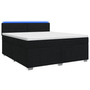 Boxmadras med topmadras med hovedgærde Sort 160 x 200 cm Stof - xlshop.dk