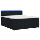 Boxmadras med topmadras med hovedgærde Sort 160 x 200 cm Stof - xlshop.dk