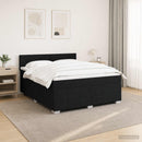 Boxmadras med topmadras med hovedgærde Sort 160 x 200 cm Stof - xlshop.dk