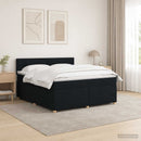 Boxmadras med topmadras med hovedgærde Sort 160 x 200 cm Stof - xlshop.dk