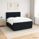 Boxmadras med topmadras med hovedgærde Sort 160 x 200 cm Stof - xlshop.dk