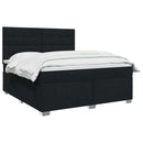 Boxmadras med topmadras med hovedgærde Sort 160 x 200 cm Stof - xlshop.dk