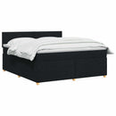 Boxmadras med topmadras med hovedgærde Sort 160 x 200 cm Stof - xlshop.dk
