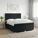 Boxmadras med topmadras med hovedgærde Sort 160 x 200 cm Stof - xlshop.dk
