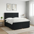 Boxmadras med topmadras med hovedgærde Sort 160 x 200 cm Stof - xlshop.dk
