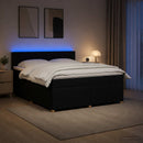 Boxmadras med topmadras med hovedgærde Sort 160 x 200 cm Stof - xlshop.dk