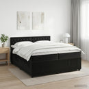 Boxmadras med topmadras med hovedgærde Sort 200 x 200 cm Fløjl - xlshop.dk