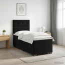 Boxmadras med topmadras med hovedgærde Sort 80 x 200 cm Fløjl - xlshop.dk