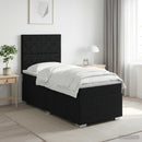 Boxmadras med topmadras med hovedgærde Sort 80 x 200 cm Stof - xlshop.dk