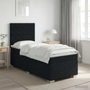 Boxmadras med topmadras med hovedgærde Sort 80 x 200 cm Stof - xlshop.dk
