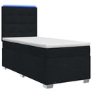 Boxmadras med topmadras med hovedgærde Sort 80 x 200 cm Stof - xlshop.dk