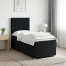 Boxmadras med topmadras med hovedgærde Sort 80 x 200 cm Stof - xlshop.dk