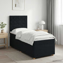 Boxmadras med topmadras med hovedgærde Sort 80 x 200 cm Stof - xlshop.dk