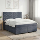Boxmadras med topmadras Mørkegrå 140 x 190 cm Fløjl - xlshop.dk