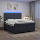 Boxmadras med topmadras Mørkegrå 200 x 200 cm Fløjl - xlshop.dk