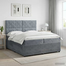 Boxmadras med topmadras Mørkegrå 200 x 200 cm Fløjl - xlshop.dk