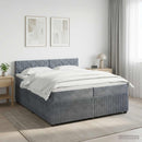 Boxmadras med topmadras Mørkegrå 200 x 200 cm Fløjl - xlshop.dk